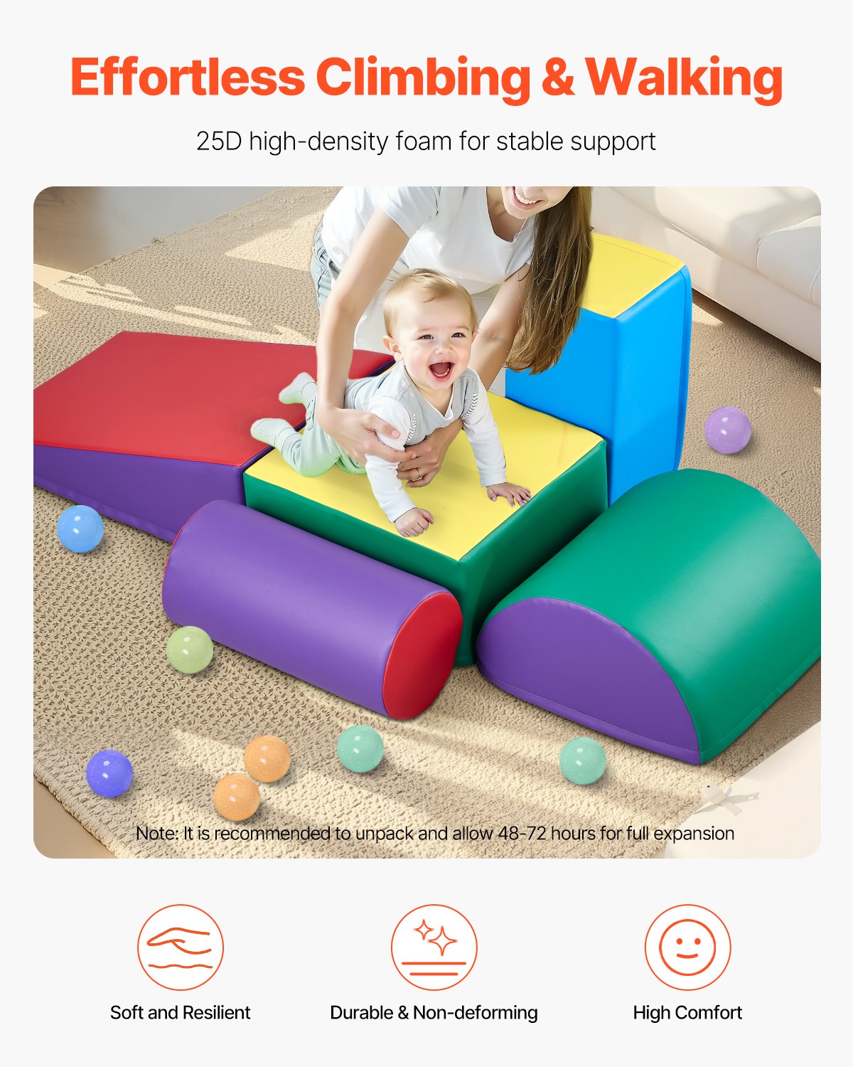Kids Foam Climbing Blocks Set – 5 Piece Indoor Climbing Toys for Toddlers & Preschoolers | Safe Soft Play Set