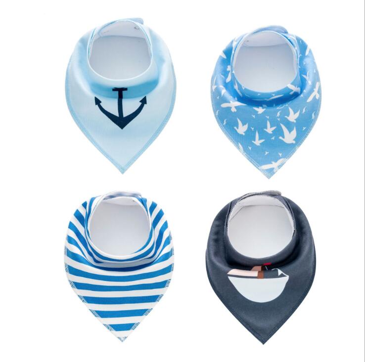Baby Bandana Drool Bibs 4-Pack – Soft Cotton Burp Cloth Set for Newborns & Toddlers | Unisex Triangle Bib with Cute Prints