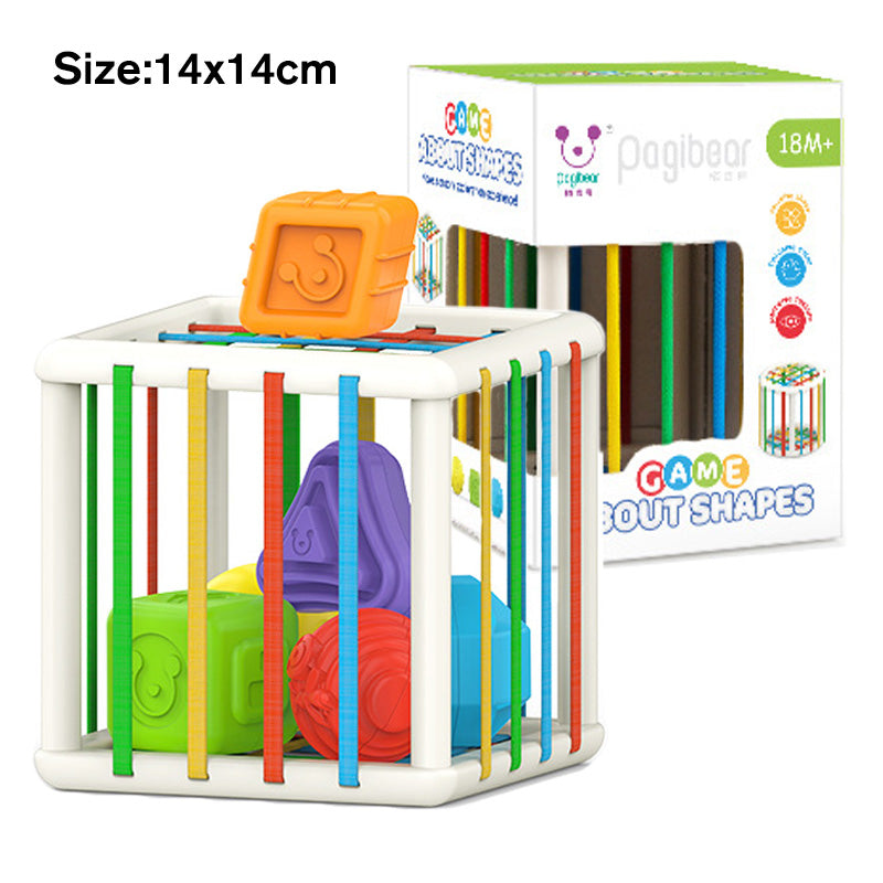 Montessori Baby Shape Sorter Toy – Fine Motor Skill Building Blocks with Cage & Soft Balls for Toddlers | Early Education Grip Training Toy Ages 6M+