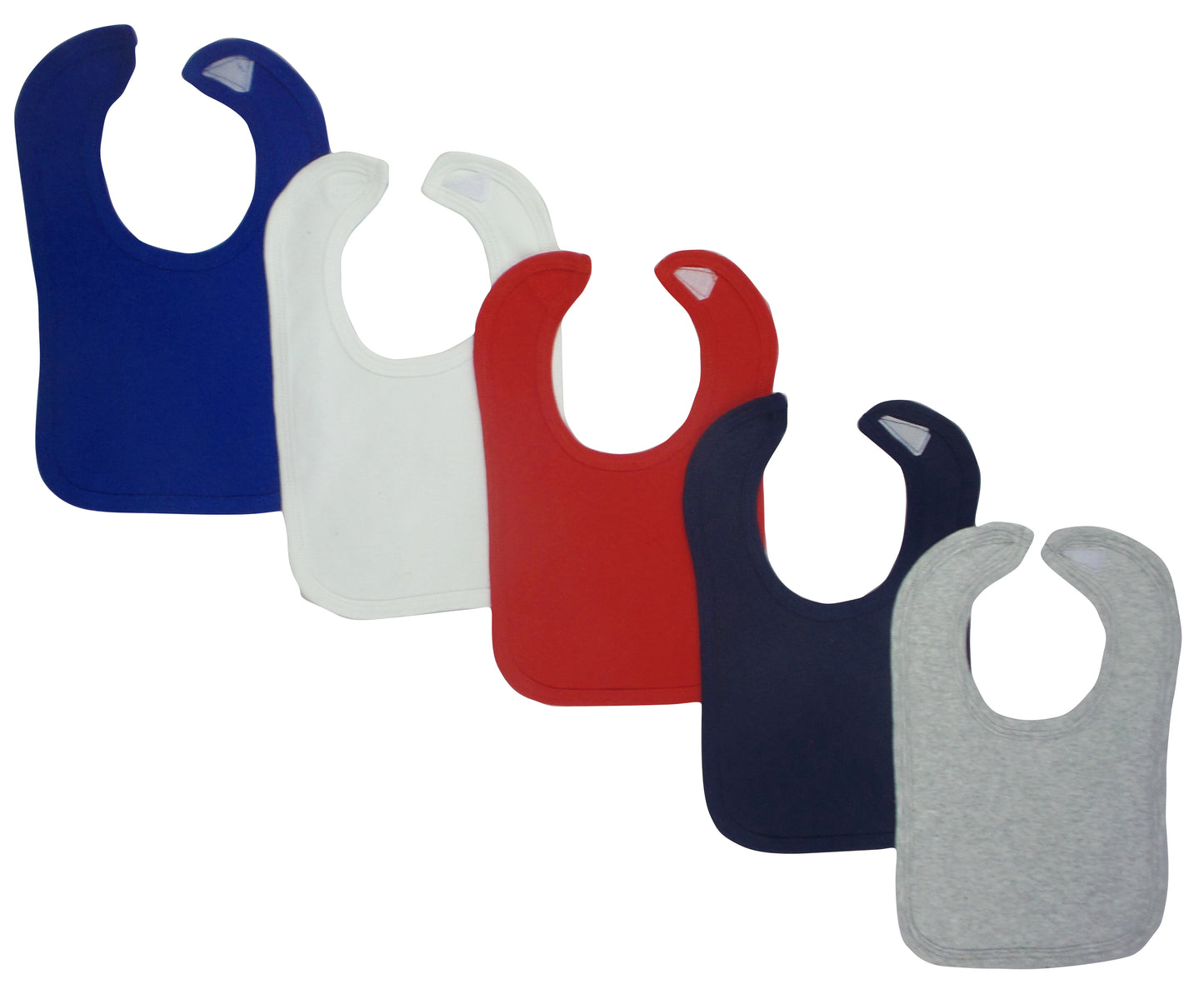 Baby Bibs 5-Pack – Soft Cotton with Velcro Closure | Multicolor