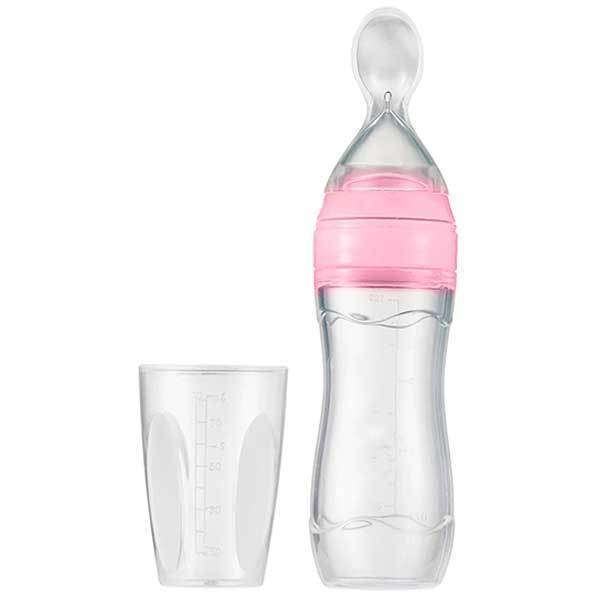 Baby Spoon Bottle Feeder – Silicone Squeeze Feeding Bottle with Spoon for Infant & Toddler (BPA-Free)