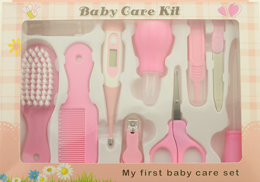 Baby Care Kit 10 Piece Set – Newborn Grooming Kit with 
Nail Clipper, Nasal Aspirator, Thermometer & Hair Brush 
| BPA-Free Baby Shower Gift