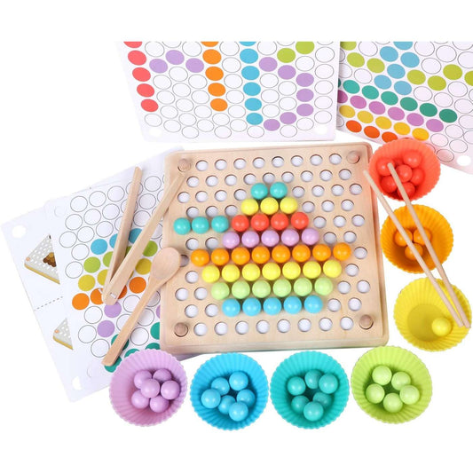 Wooden Peg Board Matching Toys – Color Sorting & Stacking Game for Toddlers | Fine Motor Skills & Math Learning