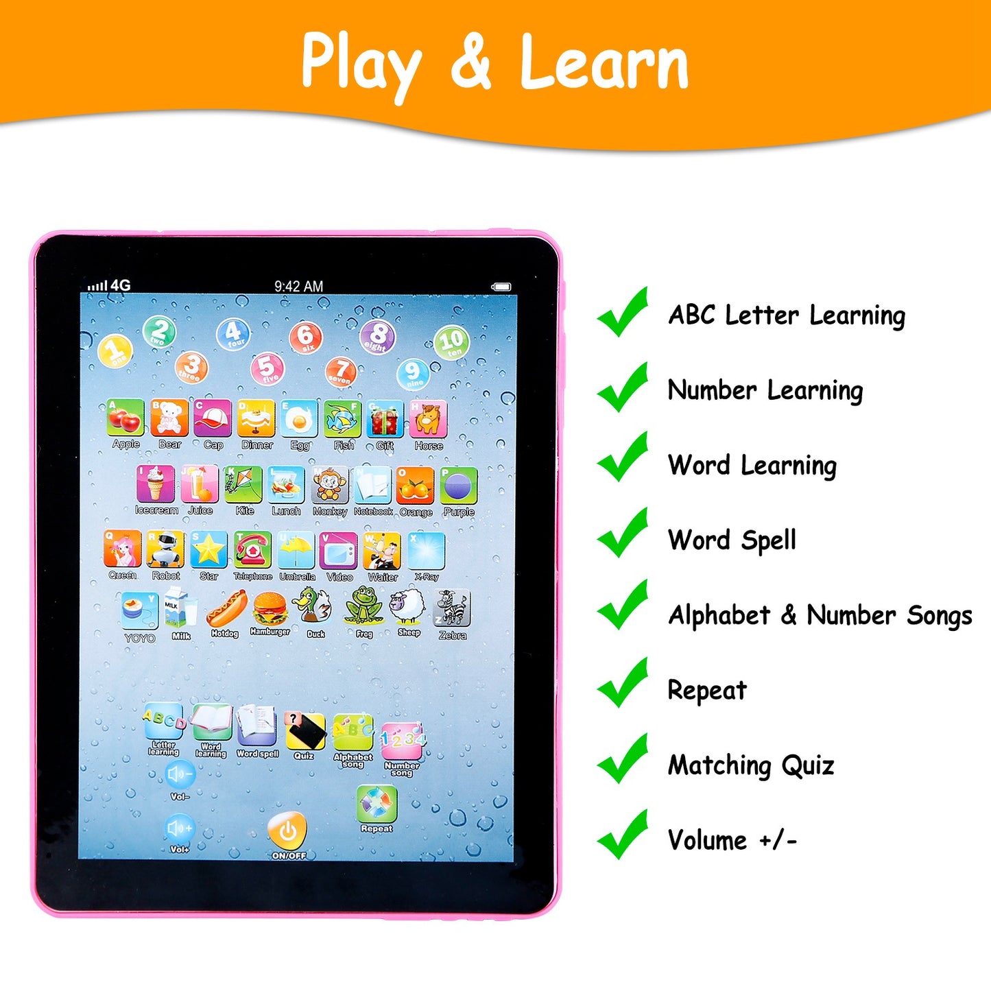 Baby Learning Tablet Toy – Educational ABC & Number Pad for Toddlers | Touch Screen, Ages 1-6