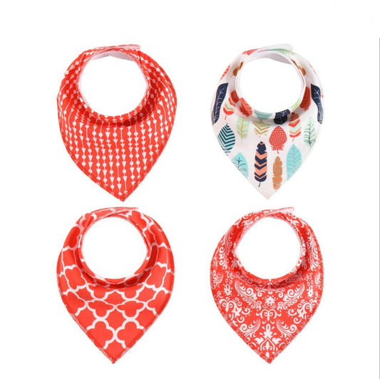 Baby Bandana Drool Bibs 4-Pack – Soft Cotton Burp Cloth Set for Newborns & Toddlers | Unisex Triangle Bib with Cute Prints
