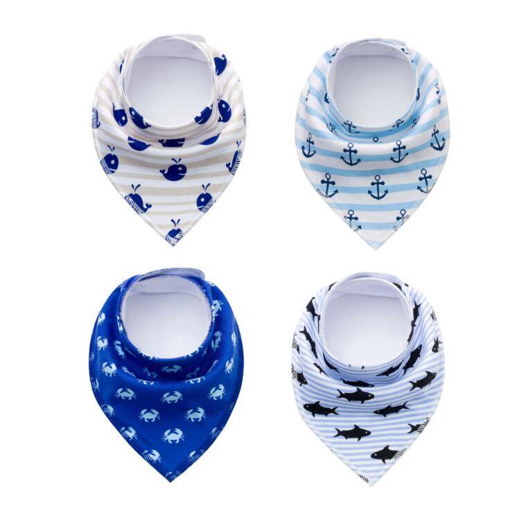 Baby Bandana Drool Bibs 4-Pack – Soft Cotton Burp Cloth Set for Newborns & Toddlers | Unisex Triangle Bib with Cute Prints