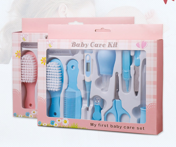 Baby Care Kit 10 Piece Set – Newborn Grooming Kit with 
Nail Clipper, Nasal Aspirator, Thermometer & Hair Brush 
| BPA-Free Baby Shower Gift