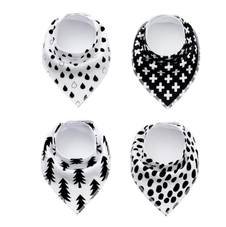 Baby Bandana Drool Bibs 4-Pack – Soft Cotton Burp Cloth Set for Newborns & Toddlers | Unisex Triangle Bib with Cute Prints