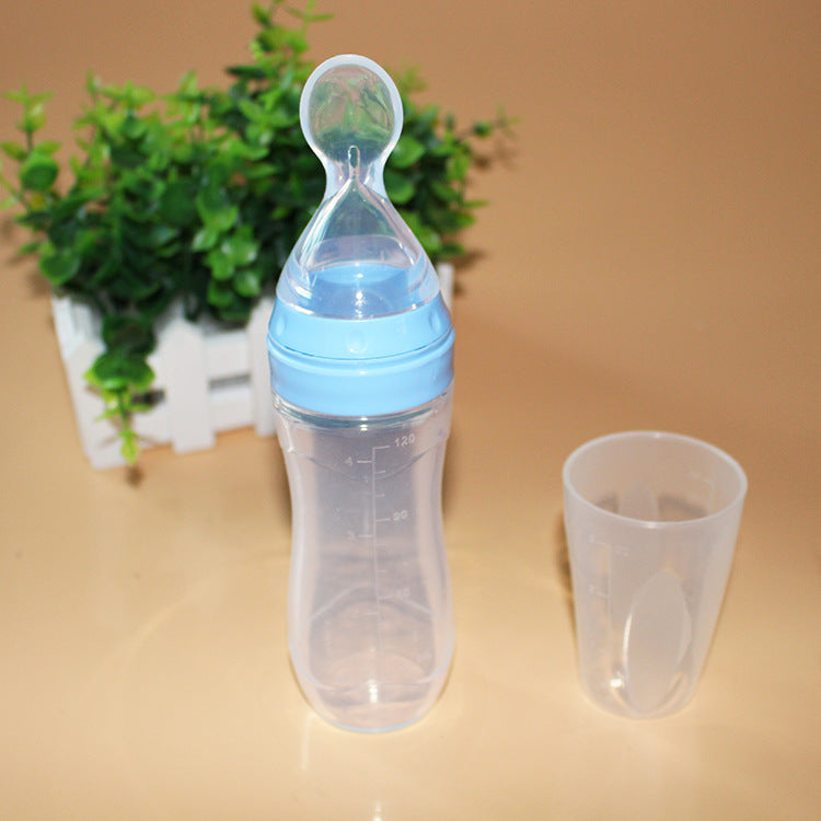 Baby Spoon Bottle Feeder – Silicone Squeeze Feeding Bottle with Spoon for Infant & Toddler (BPA-Free)