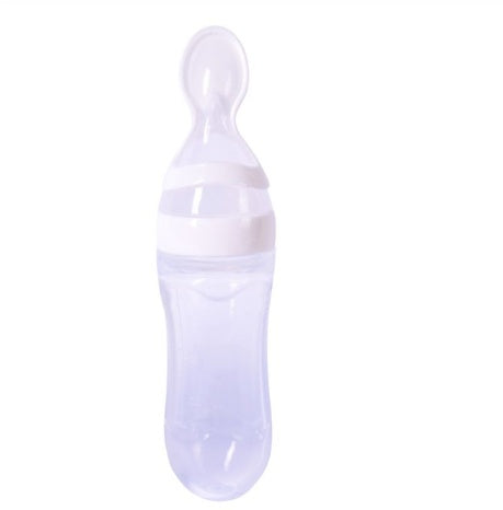 Baby Spoon Bottle Feeder – Silicone Squeeze Feeding Bottle with Spoon for Infant & Toddler (BPA-Free)