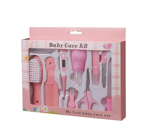 Baby Care Kit 10 Piece Set – Newborn Grooming Kit with 
Nail Clipper, Nasal Aspirator, Thermometer & Hair Brush 
| BPA-Free Baby Shower Gift