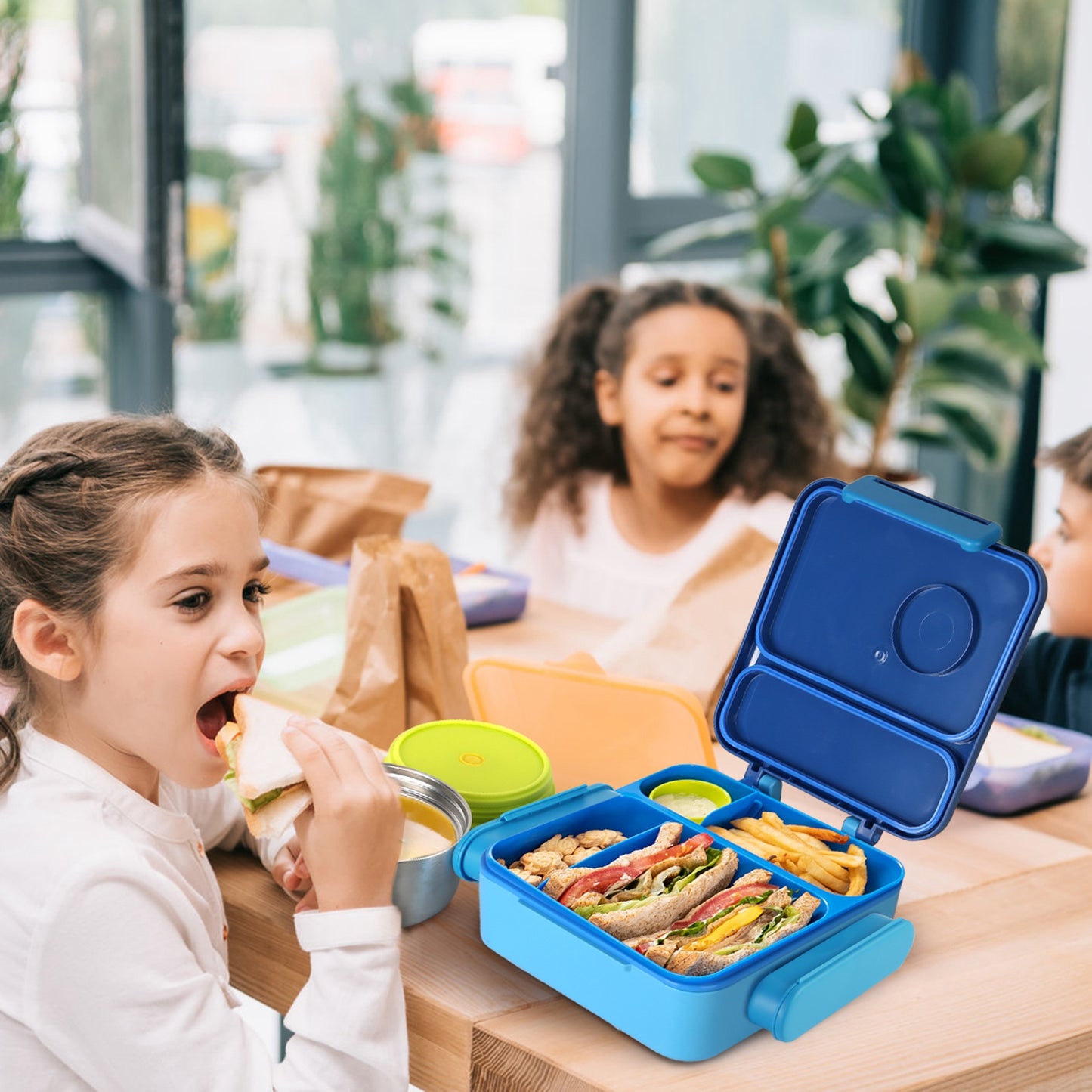 Kids Thermal Lunch Box with Insulated Bag | 2 Compartments, Spoon & Fork Included, Spill-Resistant