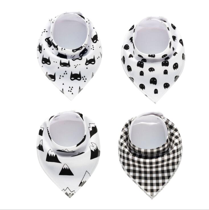 Baby Bandana Drool Bibs 4-Pack – Soft Cotton Burp Cloth Set for Newborns & Toddlers | Unisex Triangle Bib with Cute Prints