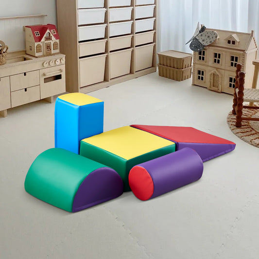 Kids Foam Climbing Blocks Set – 5 Piece Indoor Climbing Toys for Toddlers & Preschoolers | Safe Soft Play Set