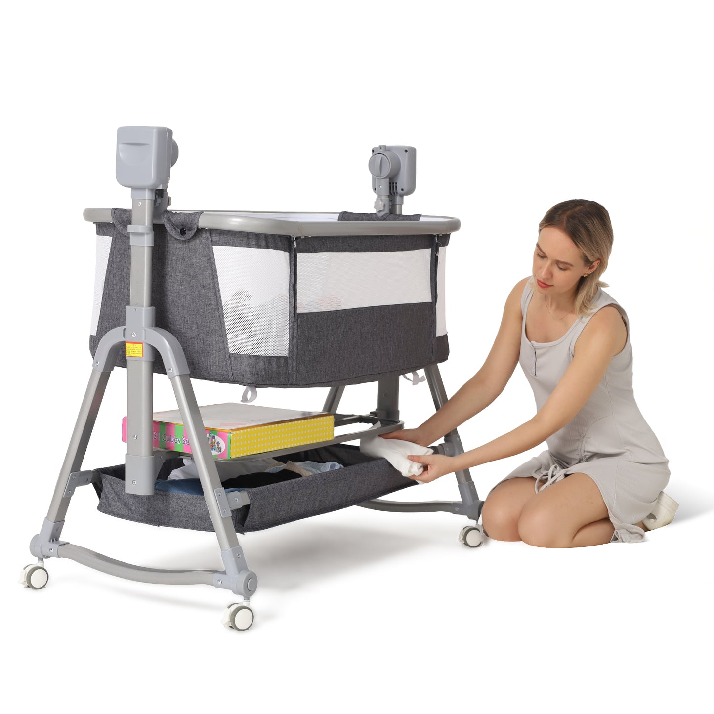Baby Electric Rocking Chair – Multi-functional Bassinet with Auto Shaker, Bedside Sleeper & Storage