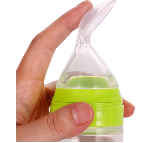 Baby Spoon Bottle Feeder – Silicone Squeeze Feeding Bottle with Spoon for Infant & Toddler (BPA-Free)