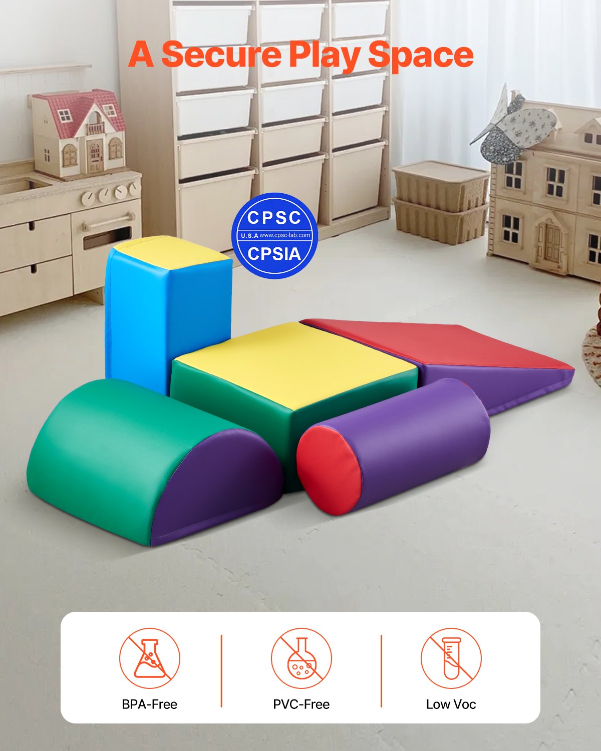 Kids Foam Climbing Blocks Set – 5 Piece Indoor Climbing Toys for Toddlers & Preschoolers | Safe Soft Play Set
