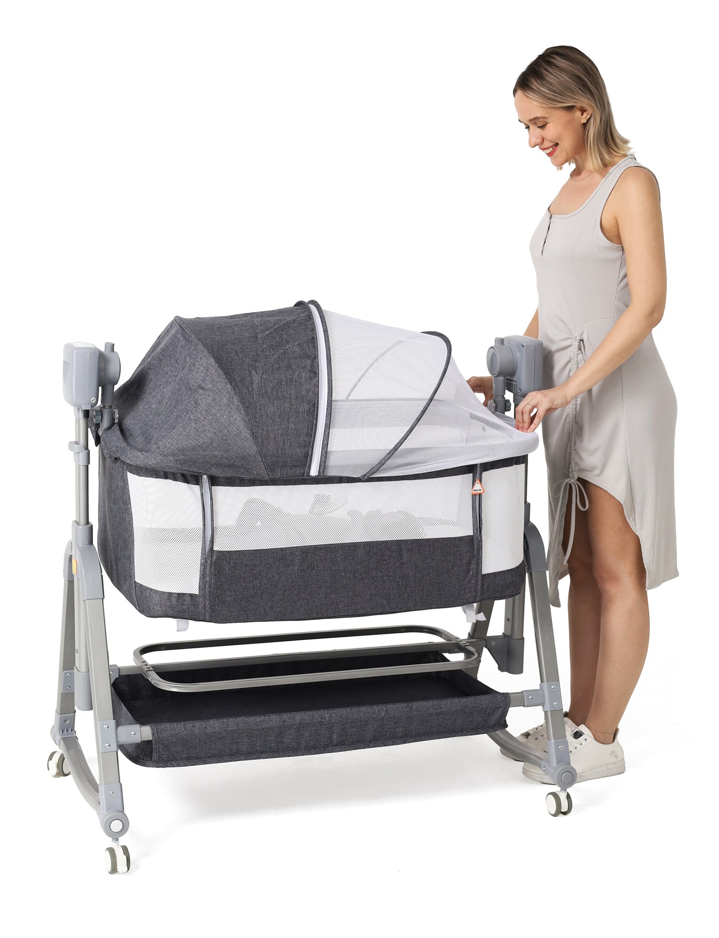 Baby Electric Rocking Chair – Multi-functional Bassinet with Auto Shaker, Bedside Sleeper & Storage