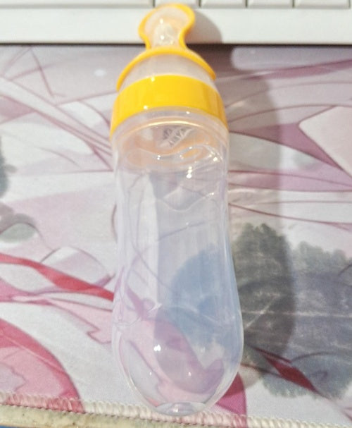Baby Spoon Bottle Feeder – Silicone Squeeze Feeding Bottle with Spoon for Infant & Toddler (BPA-Free)