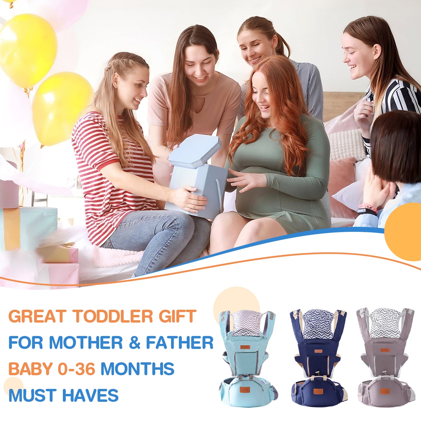 Baby Carrier with Hip Seat – Multi-functional Ergonomic Waist Stool for Newborns, Infants & Toddlers | Front & Back Carry